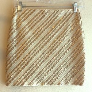 Glamorous gold and cream sequined mini skirt